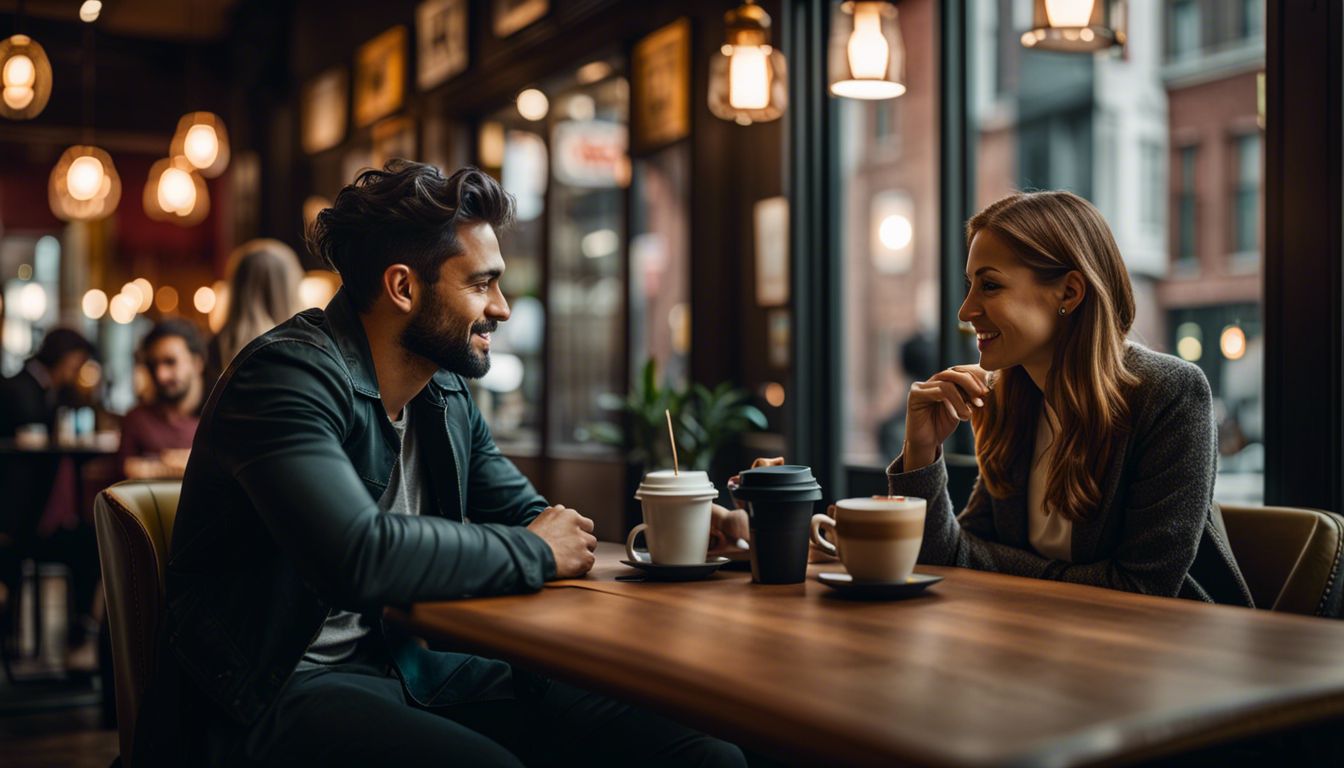 INFP and ISFJ engage in conversation at a cozy coffee shop.