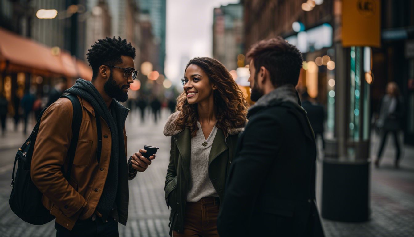 Photograph of a couple with their friend having a constructive conversation.