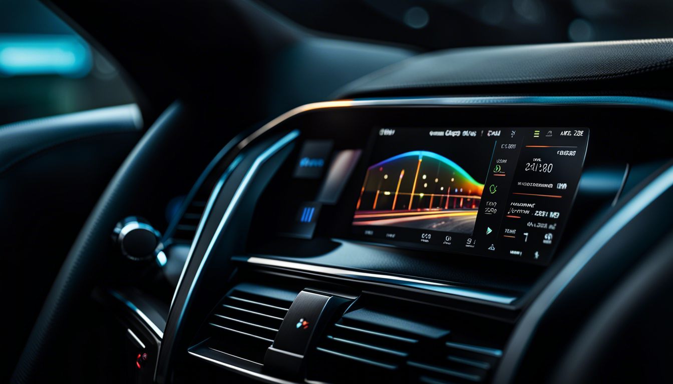 Photography of a high-tech dashboard display in a modern car.