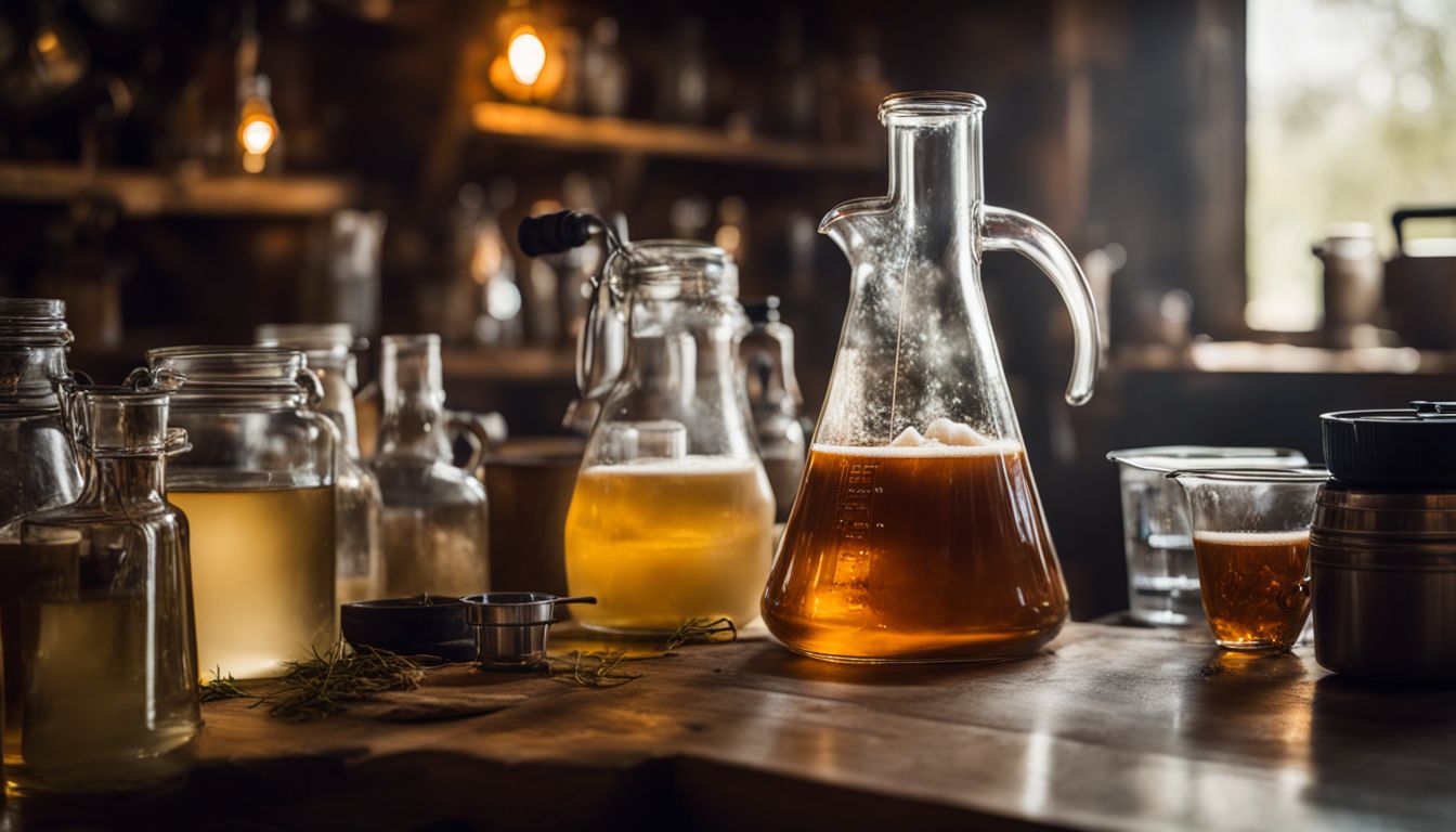 A photo of brewing equipment with a yeast starter solution.