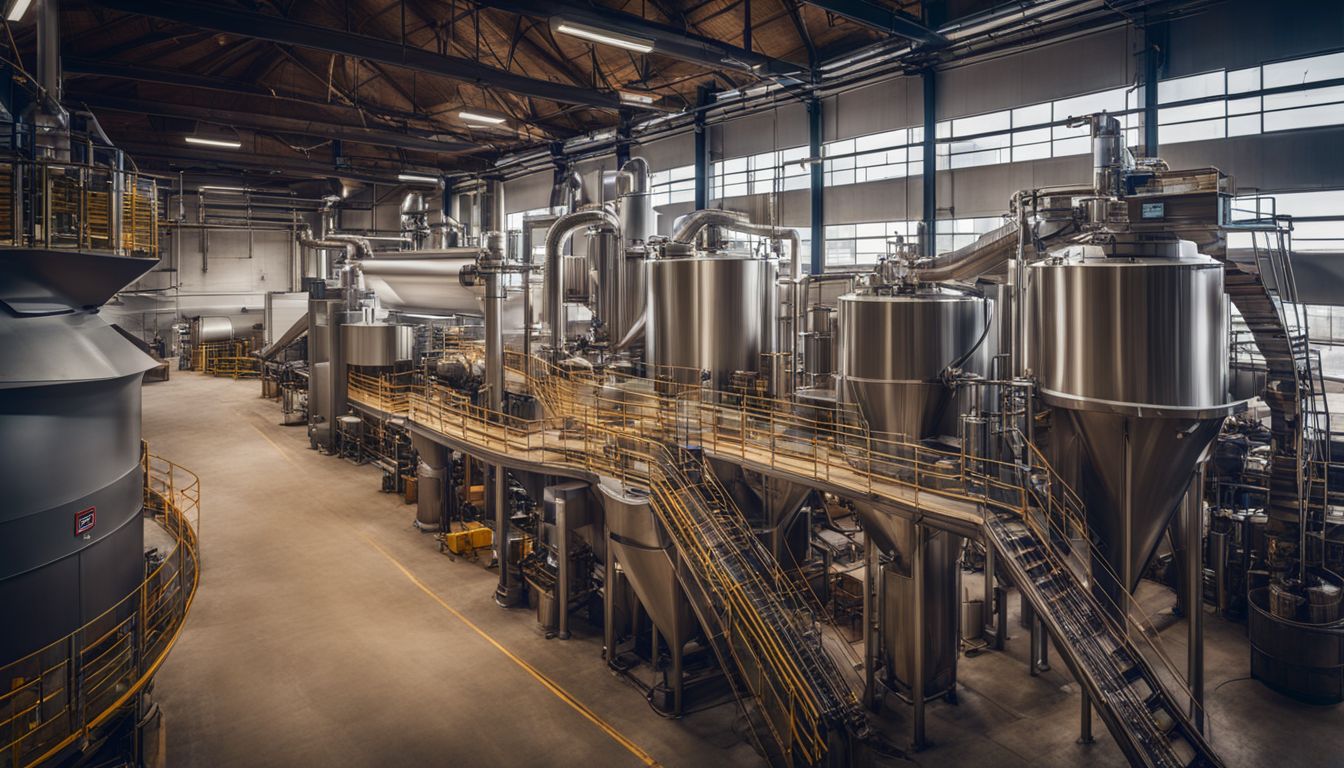 A photo of malt milling machinery in a modern brewery.