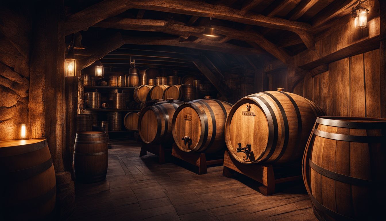 A photo of a wooden barrel filled with aging beer.
