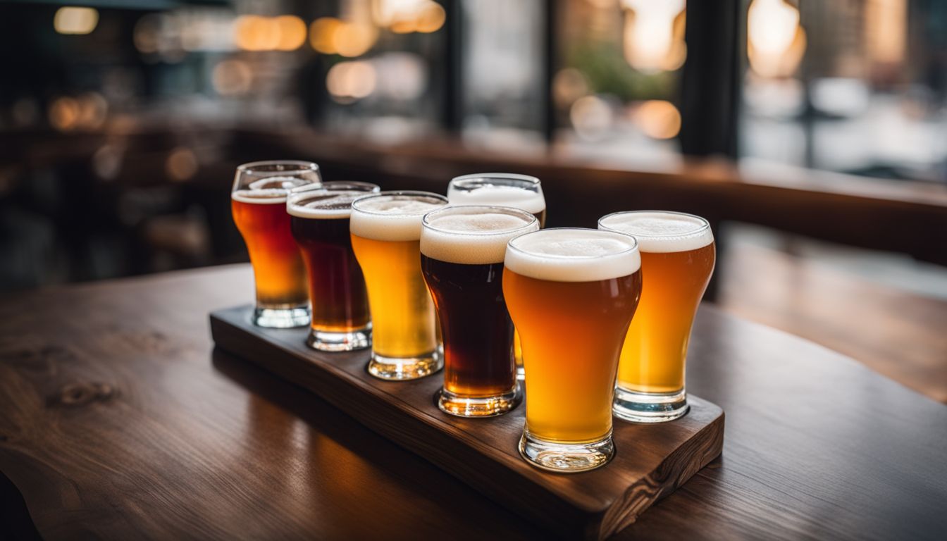 A diverse collection of craft beer and varied cityscape photography.