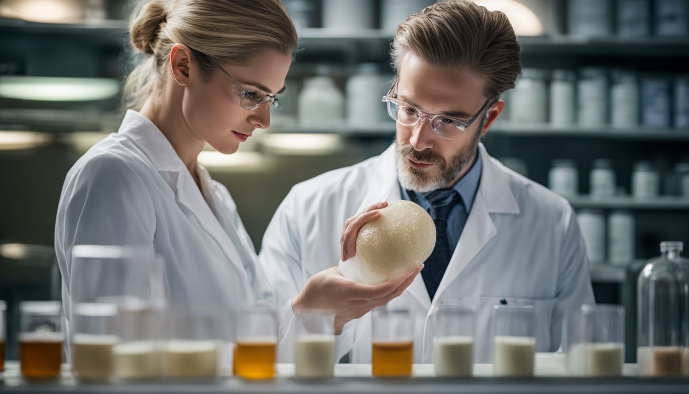 Scientist examining yeast strains in laboratory with diverse facial features.