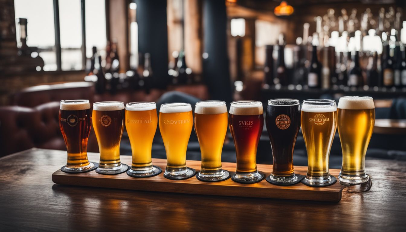 A beer flight showcasing South African craft beers and breweries.