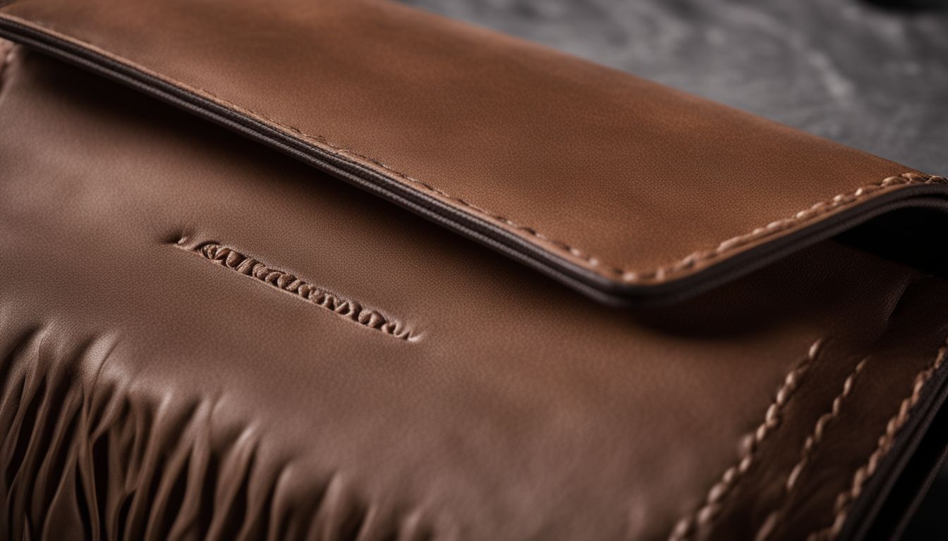 A photo of a mushroom leather wallet, showcasing its unique texture and sustainable manufacturing process.