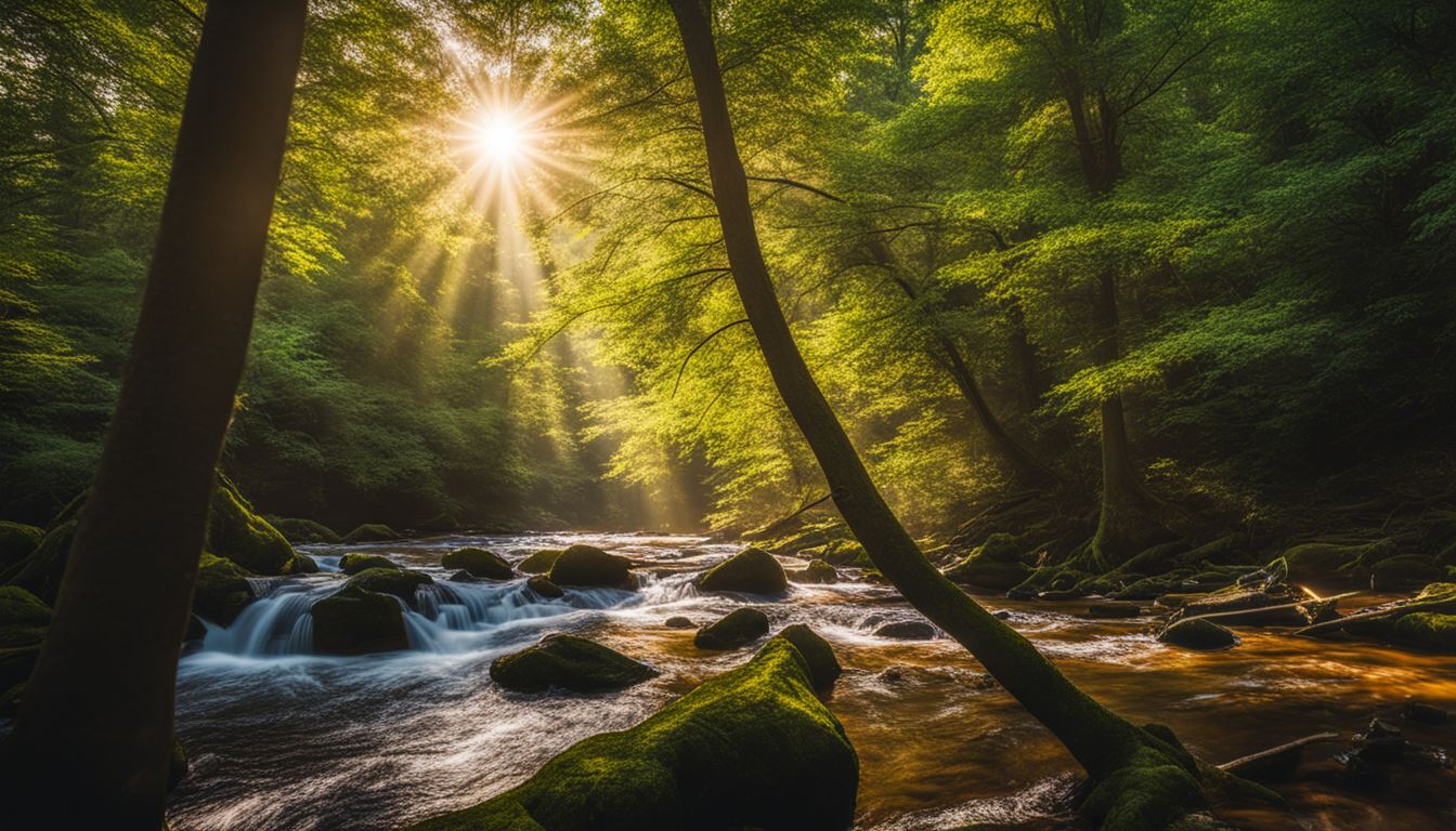 a vibrant and diverse forest scene captured with stunning clarity.