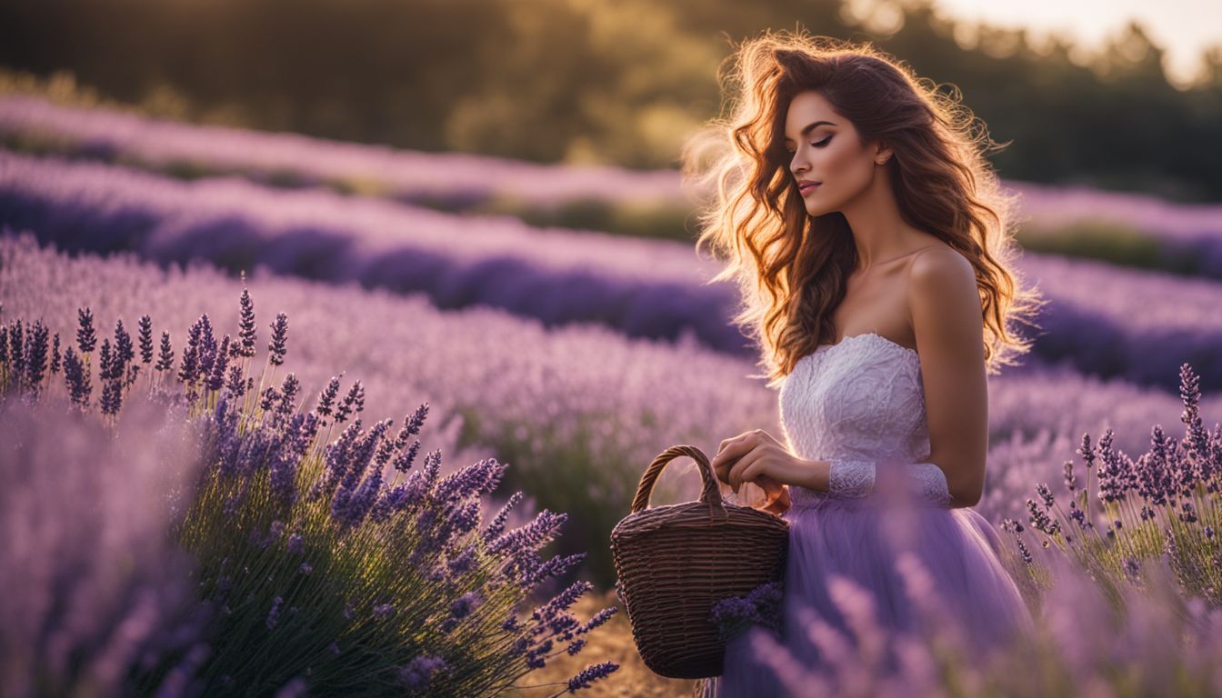 A beautiful lavender field with various elements captured in a stunning photograph.