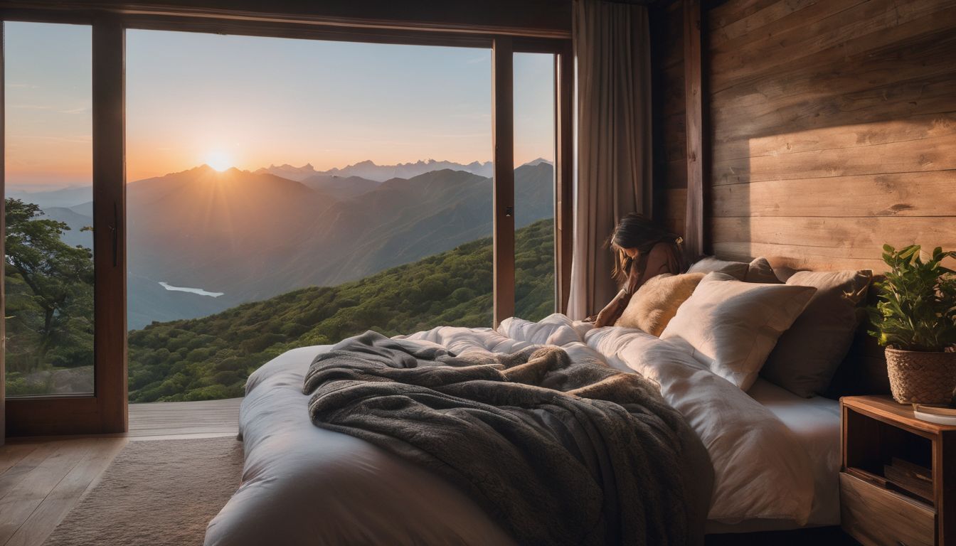 A serene photo of a person peacefully sleeping in a cozy bedroom.