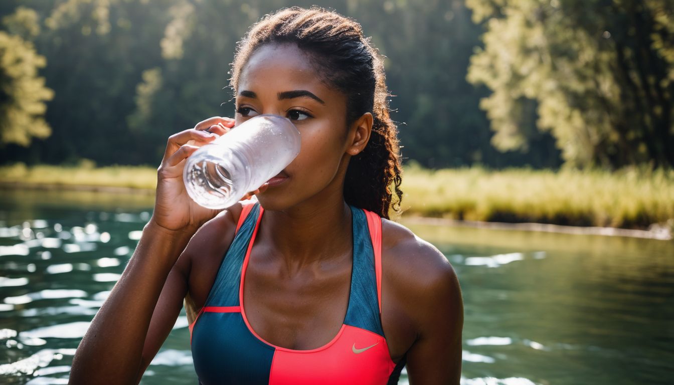 A person hydrating while participating in outdoor sports photography.