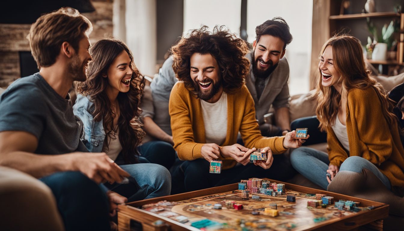 A diverse group of friends having fun playing board games.