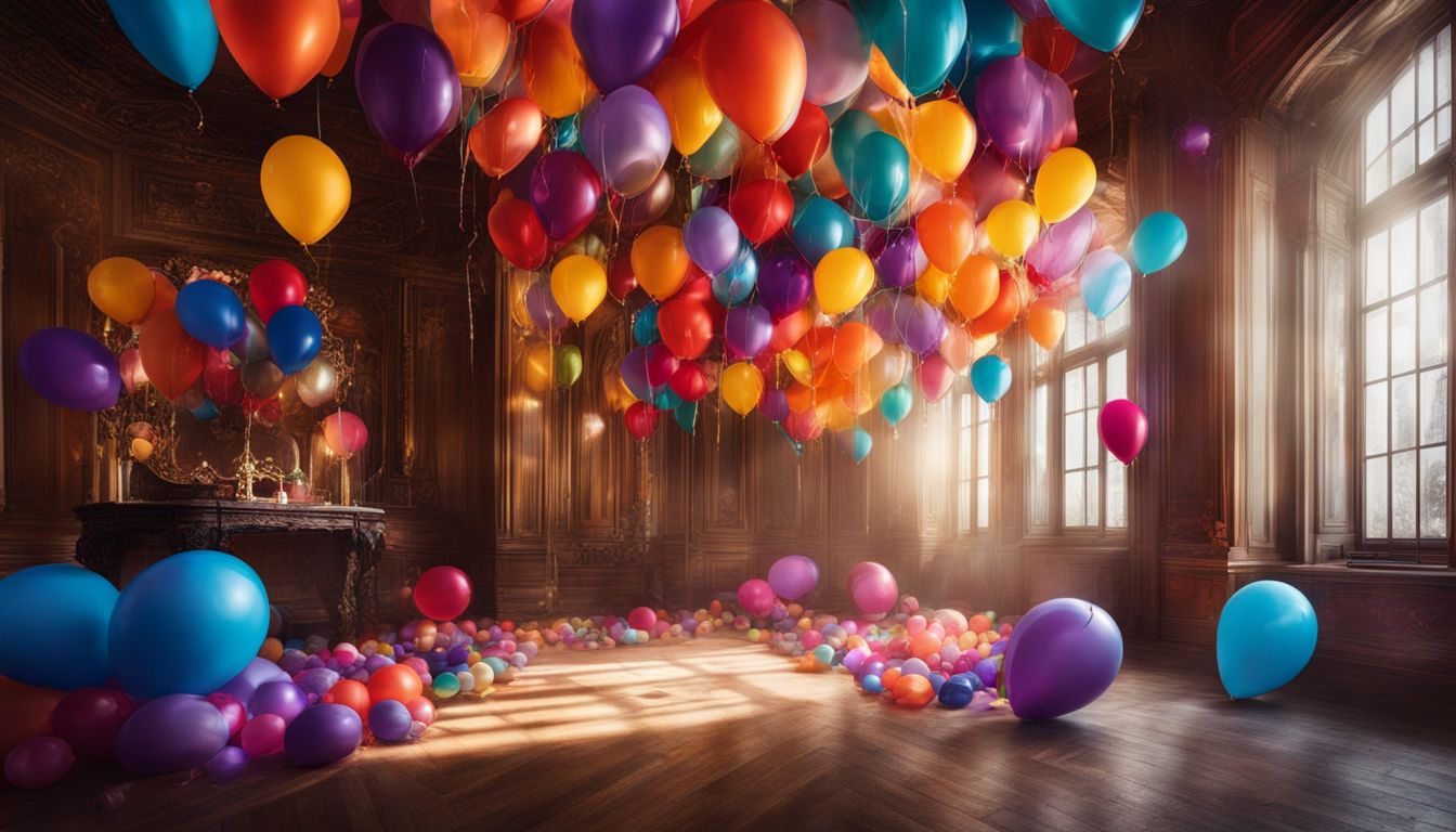 Colorful room filled with balloons and candlelights creates enchanting atmosphere.