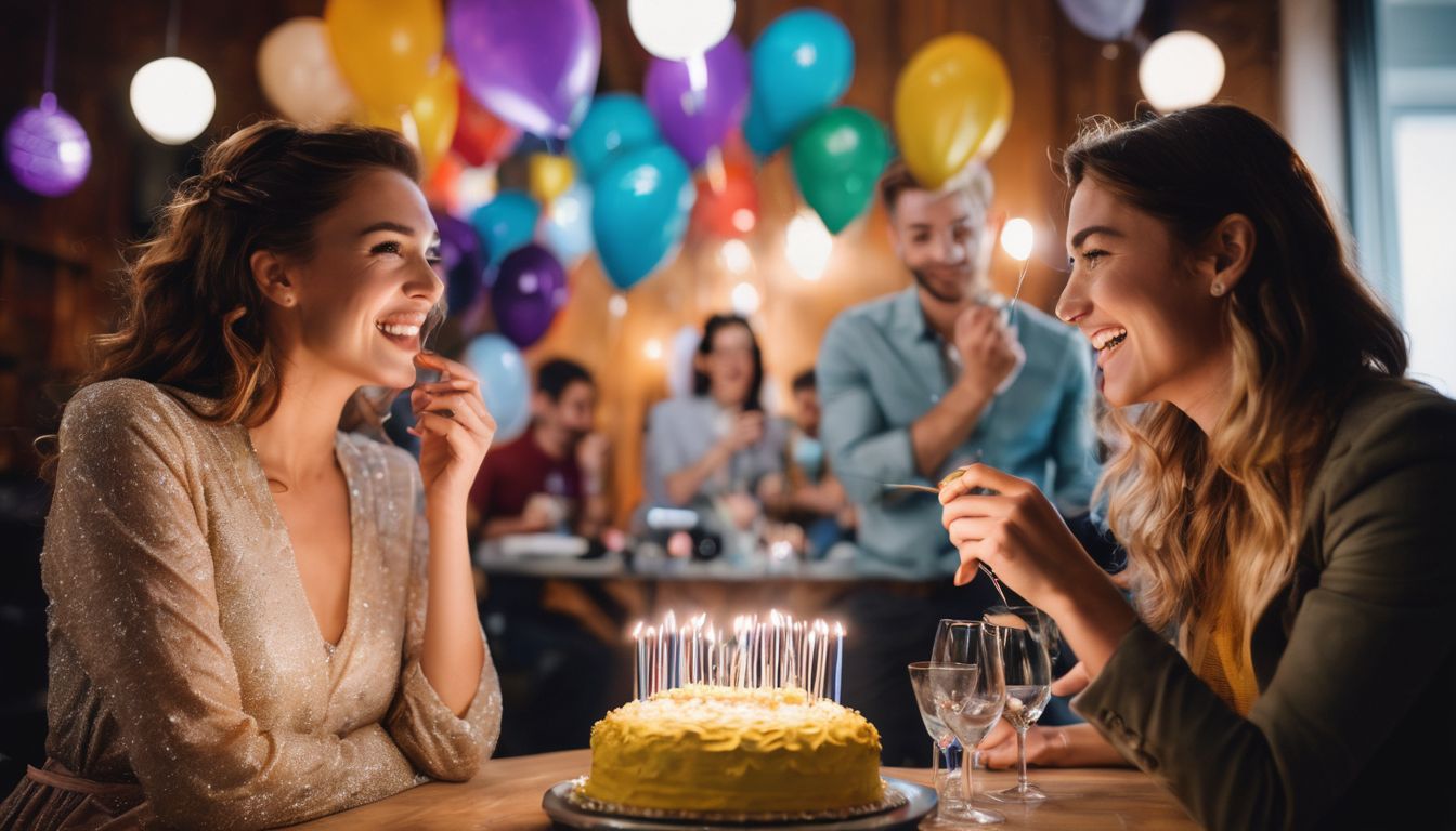 A couple decorates a room for a boyfriend's birthday.