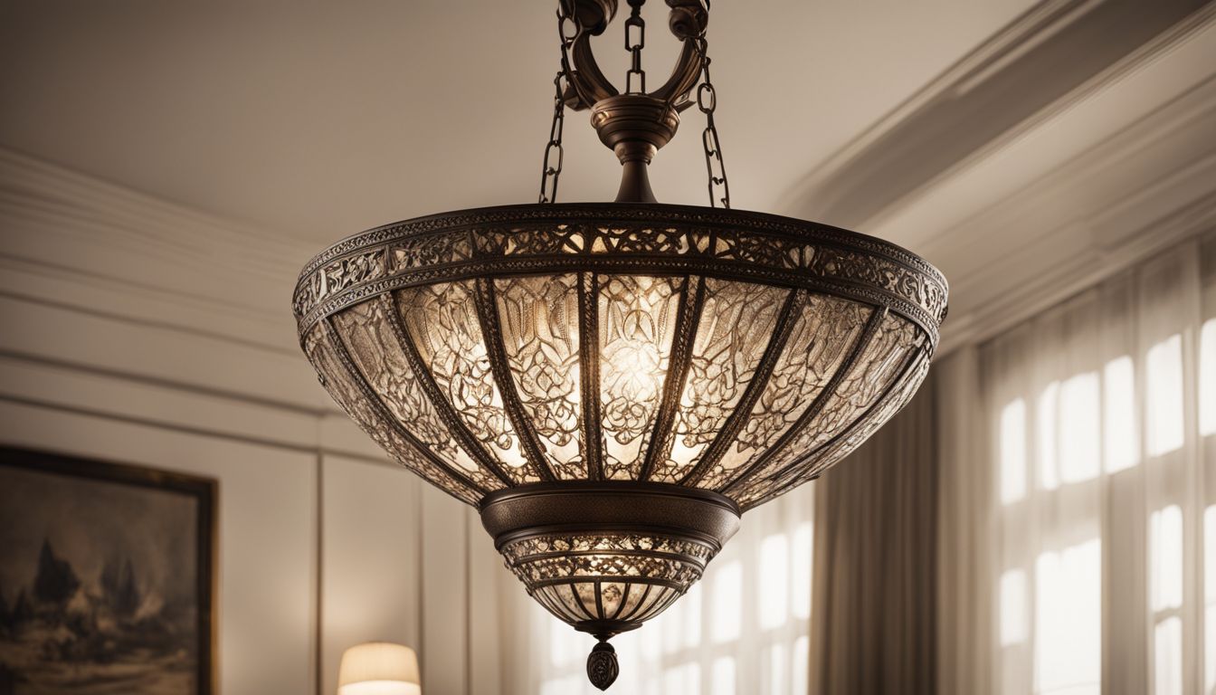 An Egyptian-inspired pendant light in an elegant bedroom with diverse models.