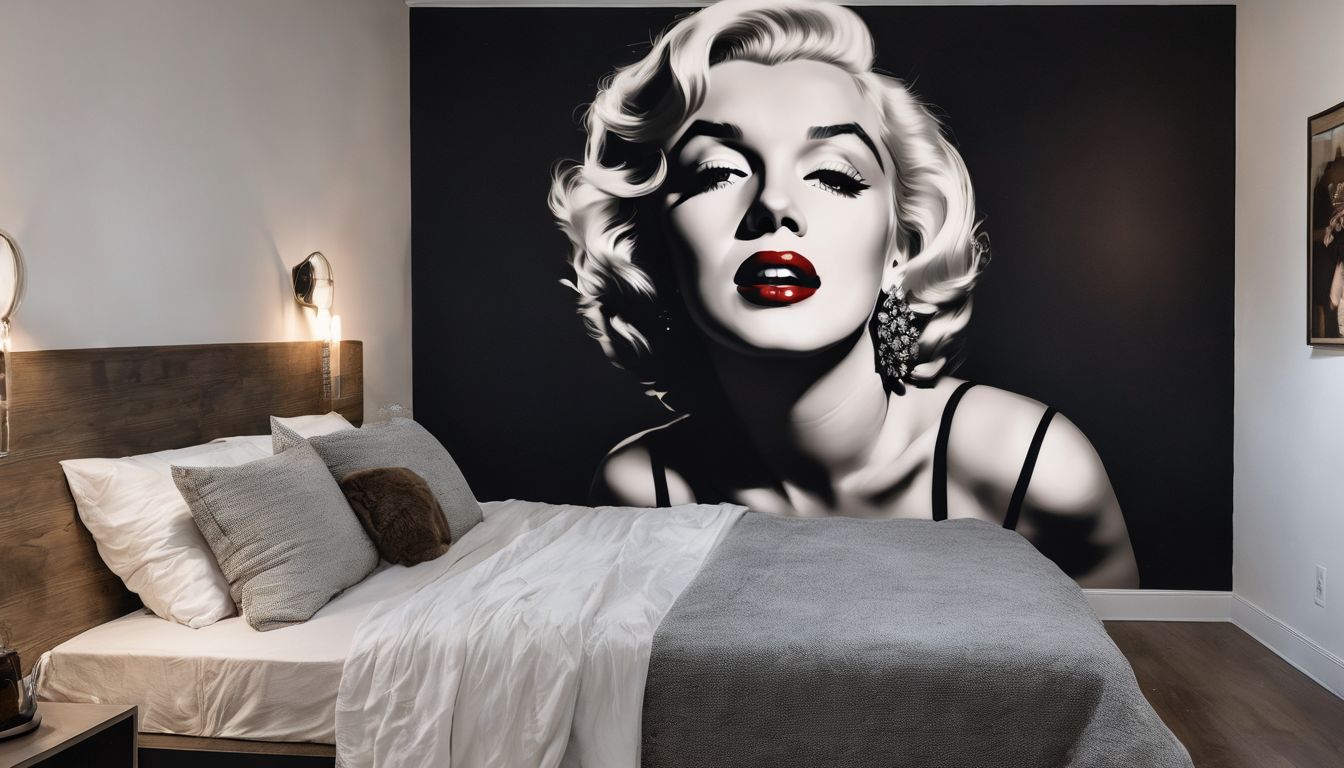 A vibrant Marilyn Monroe mural showcasing different styles and outfits.