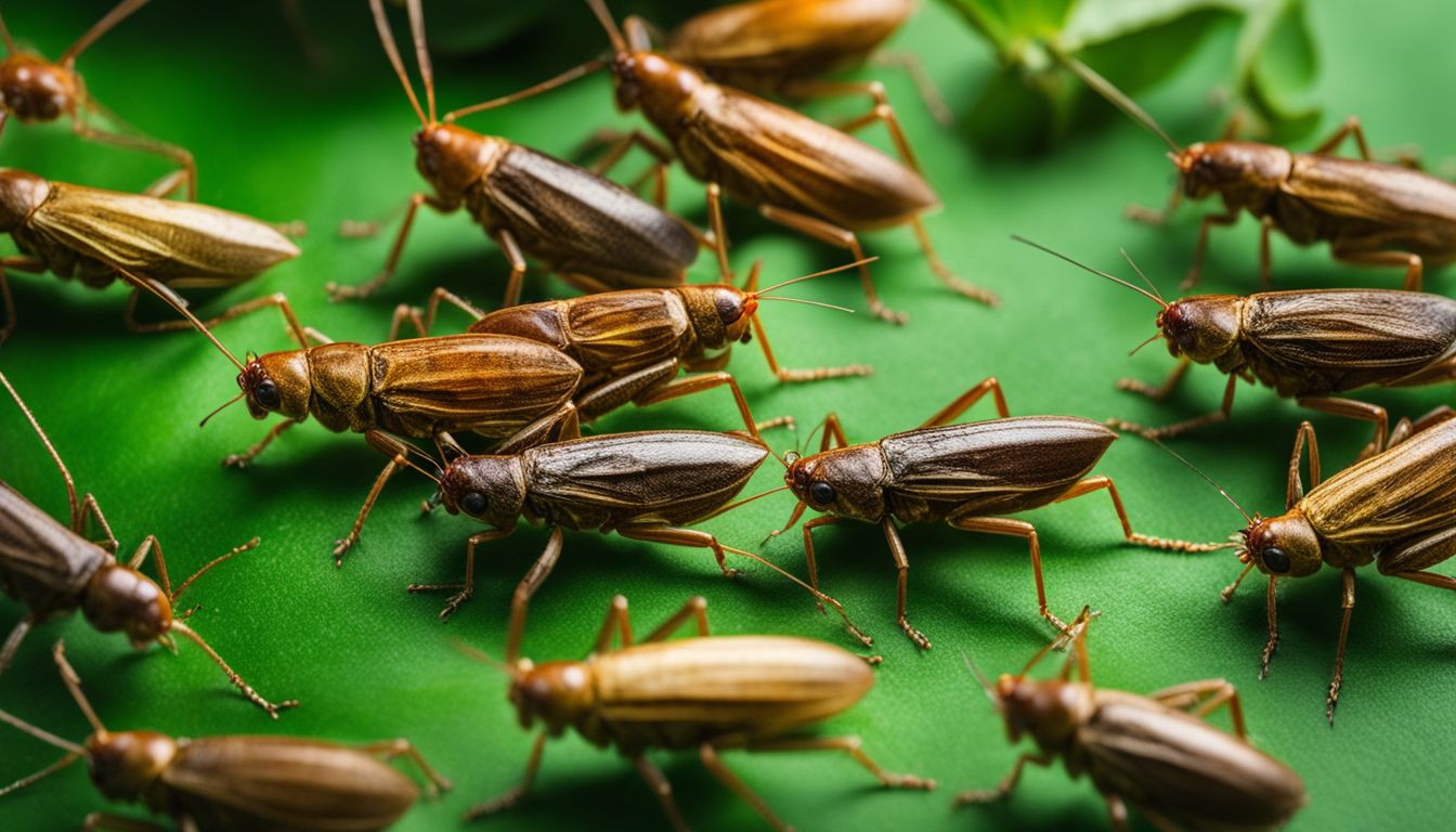 A close-up photo of various types of crickets on a vibrant green background, showcasing their different faces, hair styles, and outfits.