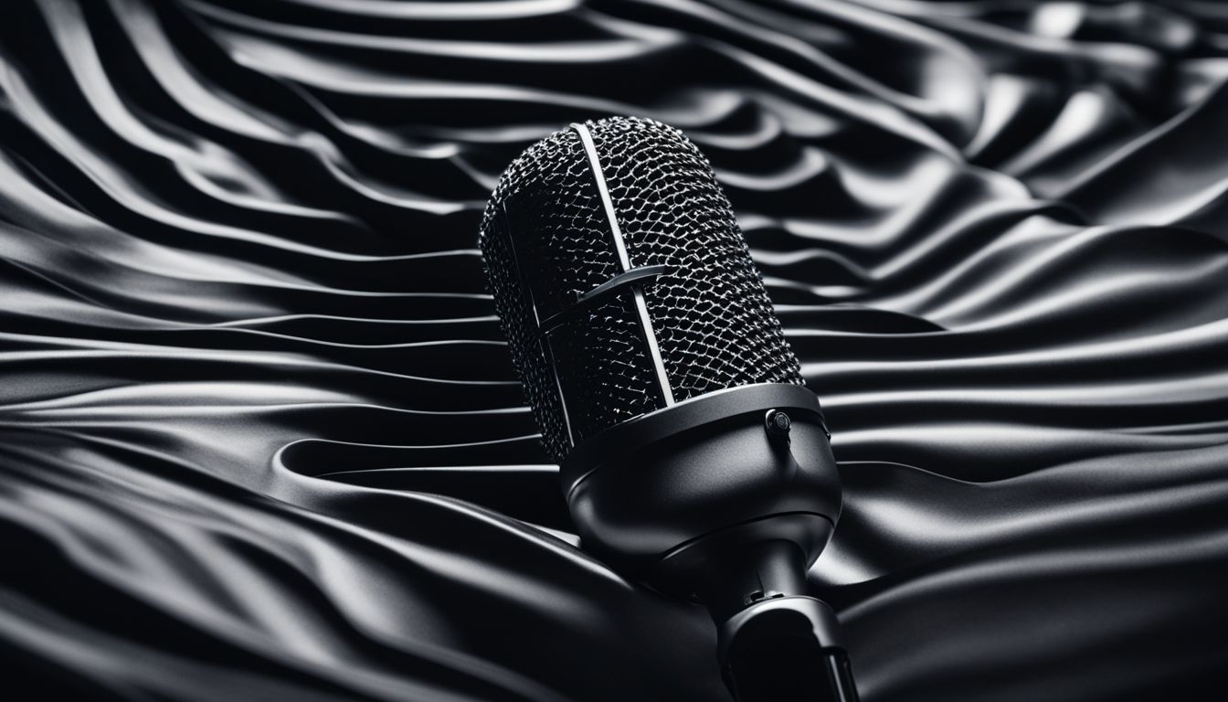 A photo of a microphone surrounded by sound waves, showcasing diversity.