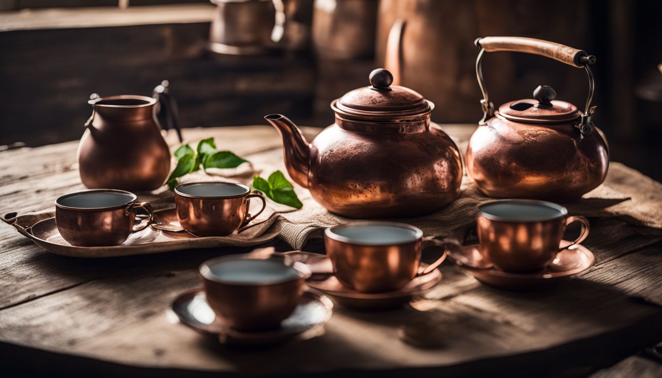Copper tea kettle set
