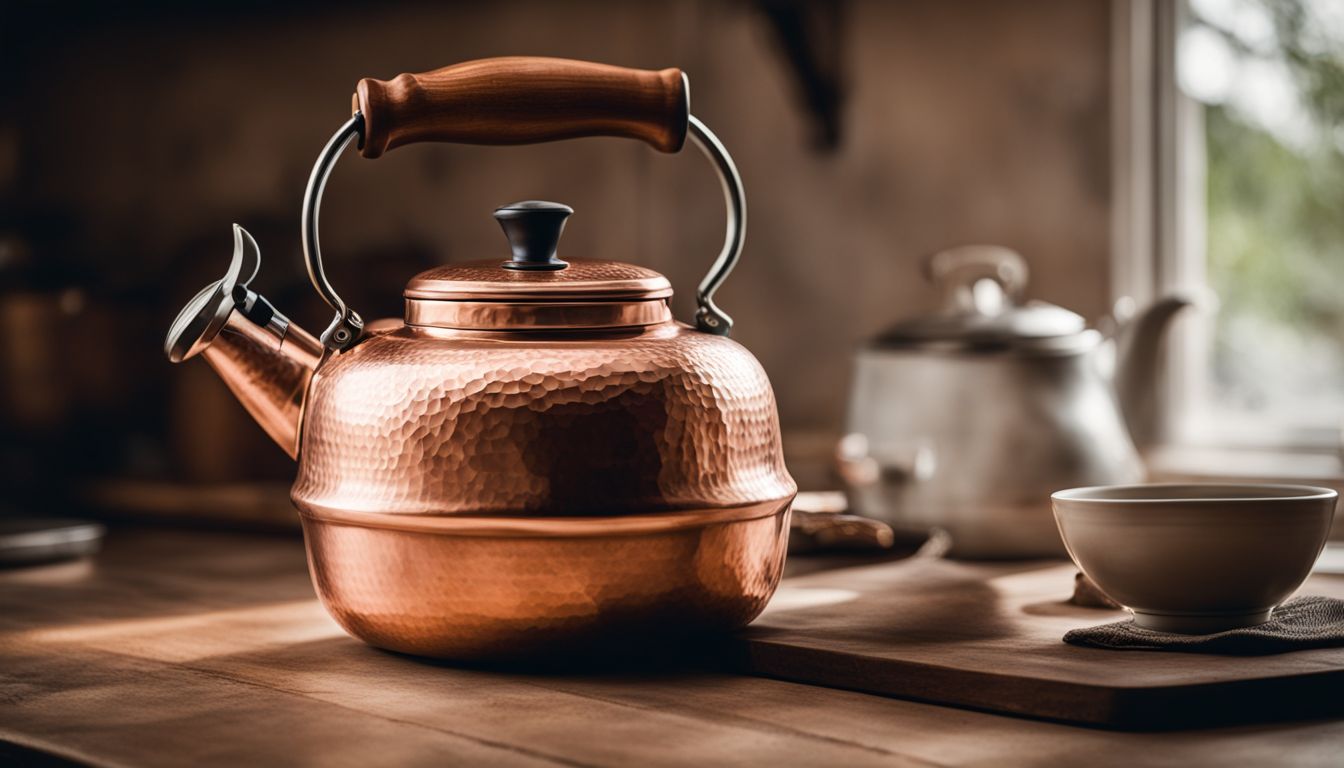 Wollet Hammered Stovetop Copper Tea Kettle 