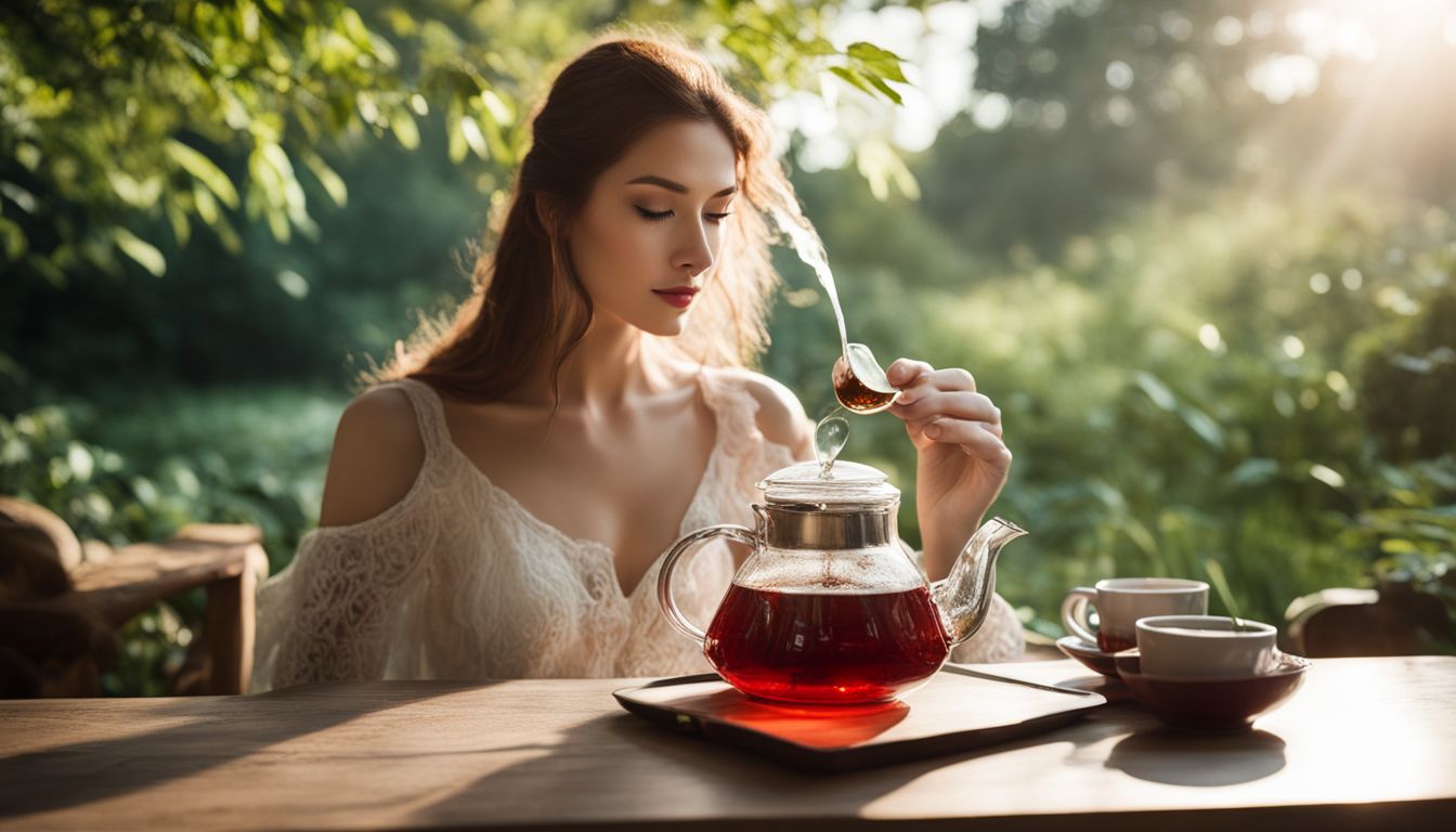 A photo of people enjoying red tea in a natural setting. Red Tea Detox Recipe included in article
