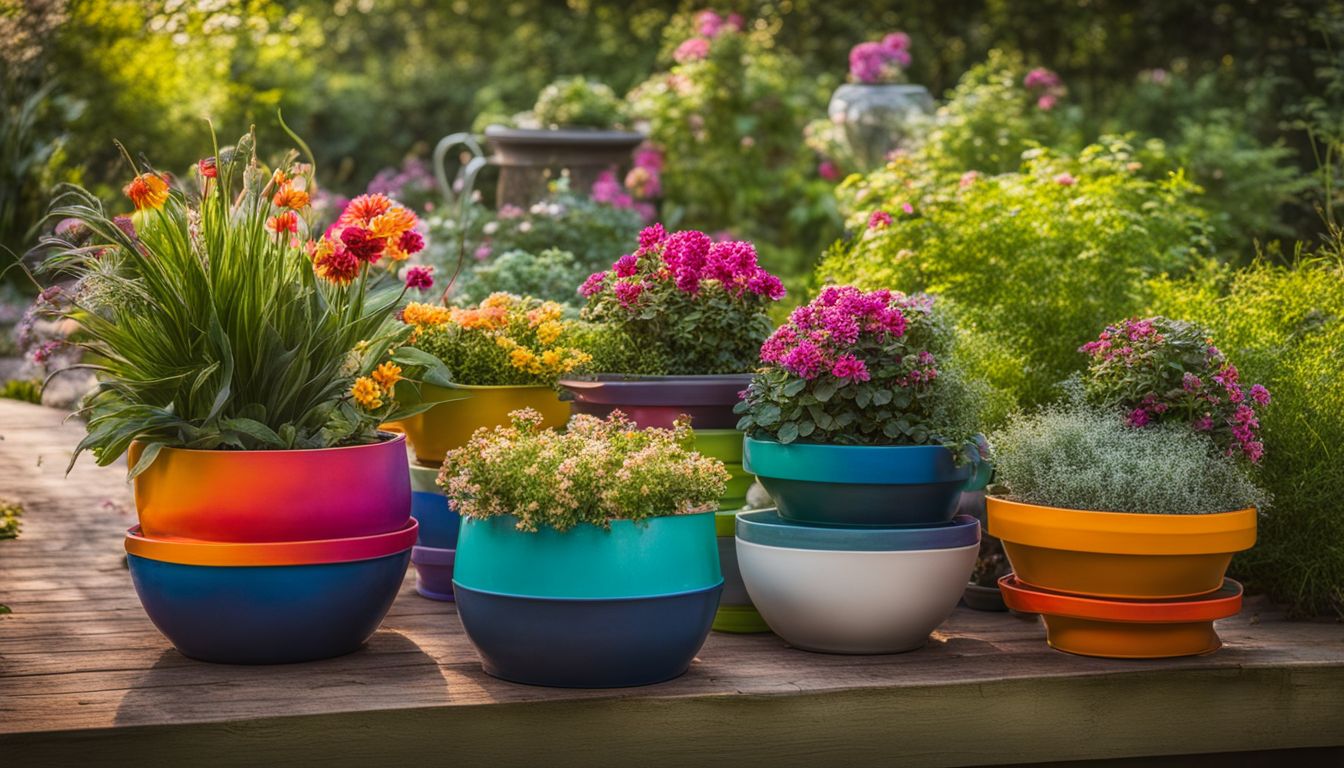 Different colors of flower pots