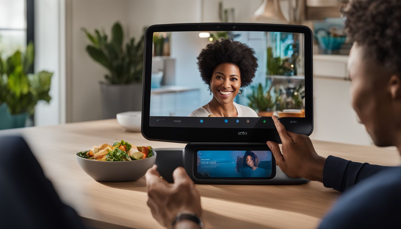 An individual using the Echo Show 5 to have a video call with a clear and vibrant image.