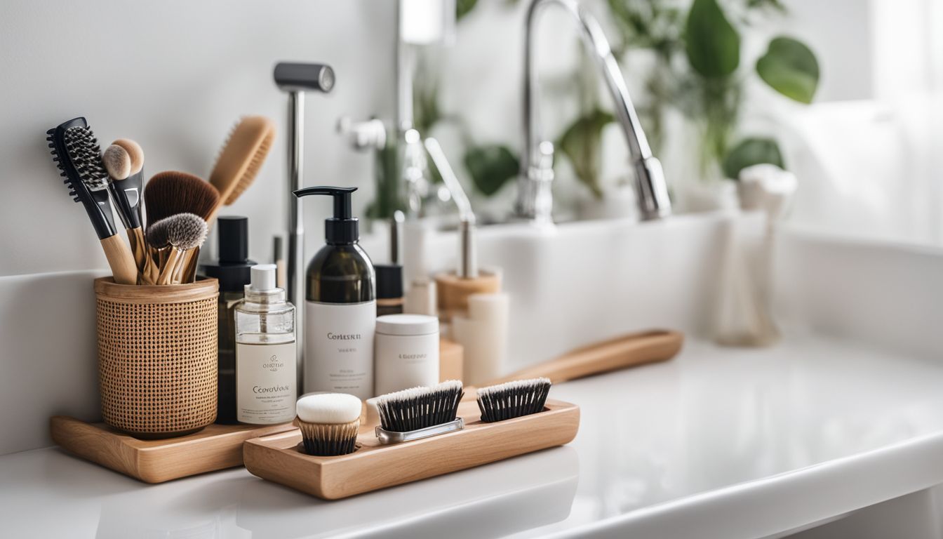 A neatly organized set of bathroom tools with different faces and styles.