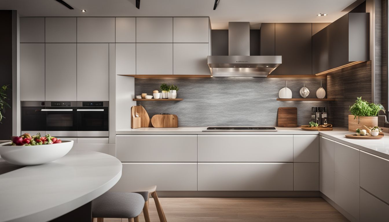 A sleek built-in microwave seamlessly blends into a contemporary kitchen environment.