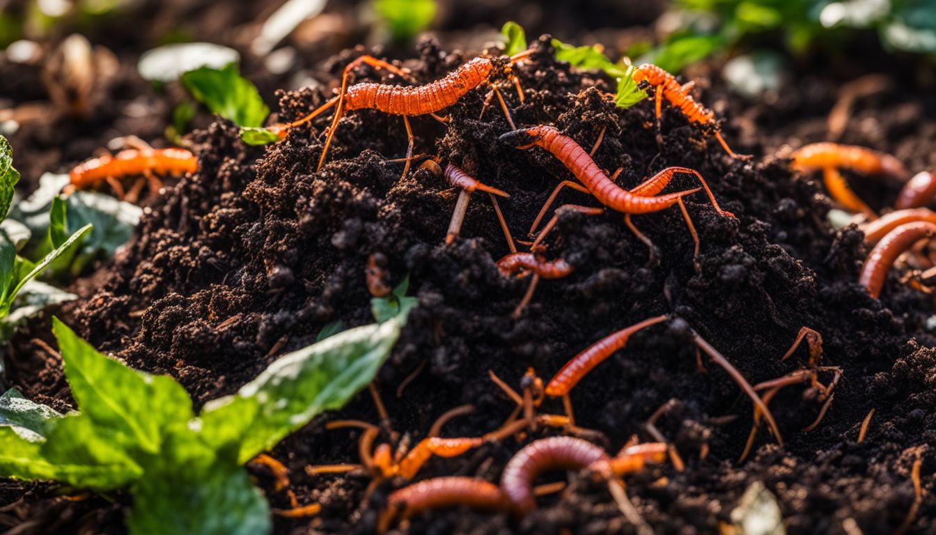A compost pile with worms, featuring people of different appearances, styles, and outfits.