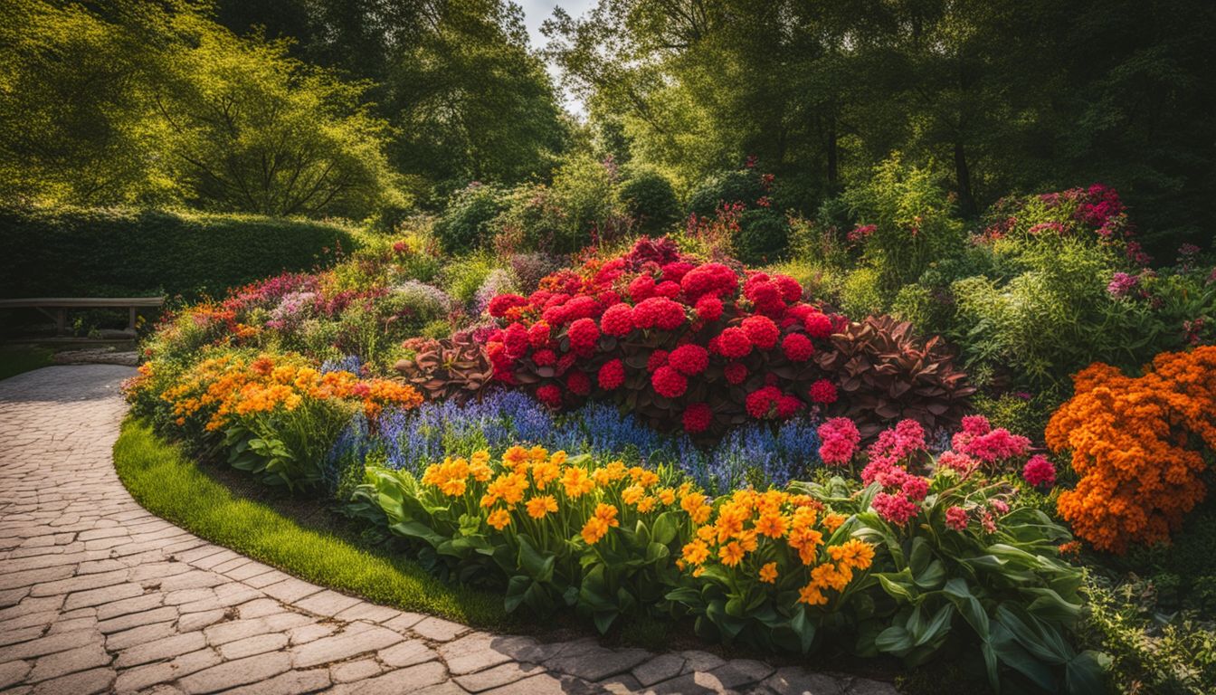 A colorful garden bed filled with vibrant flowers, showcasing a variety of faces, hair styles, and outfits.