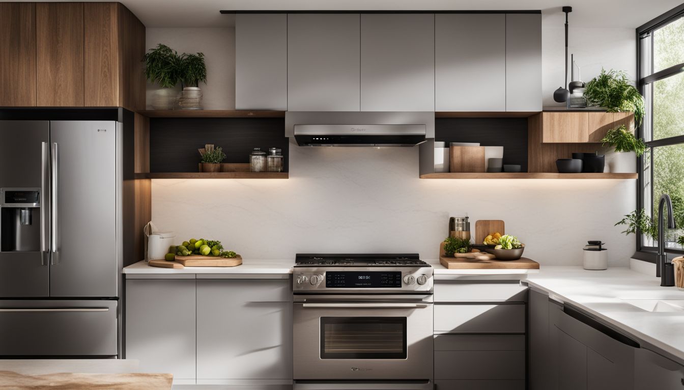 A photo showcasing a modern kitchen with an LG over-the-range microwave and various vent and exhaust options.