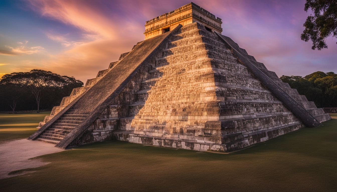 Foto des Sonnenuntergangs am Chichén Itzá in guter Qualität und Auflösung.