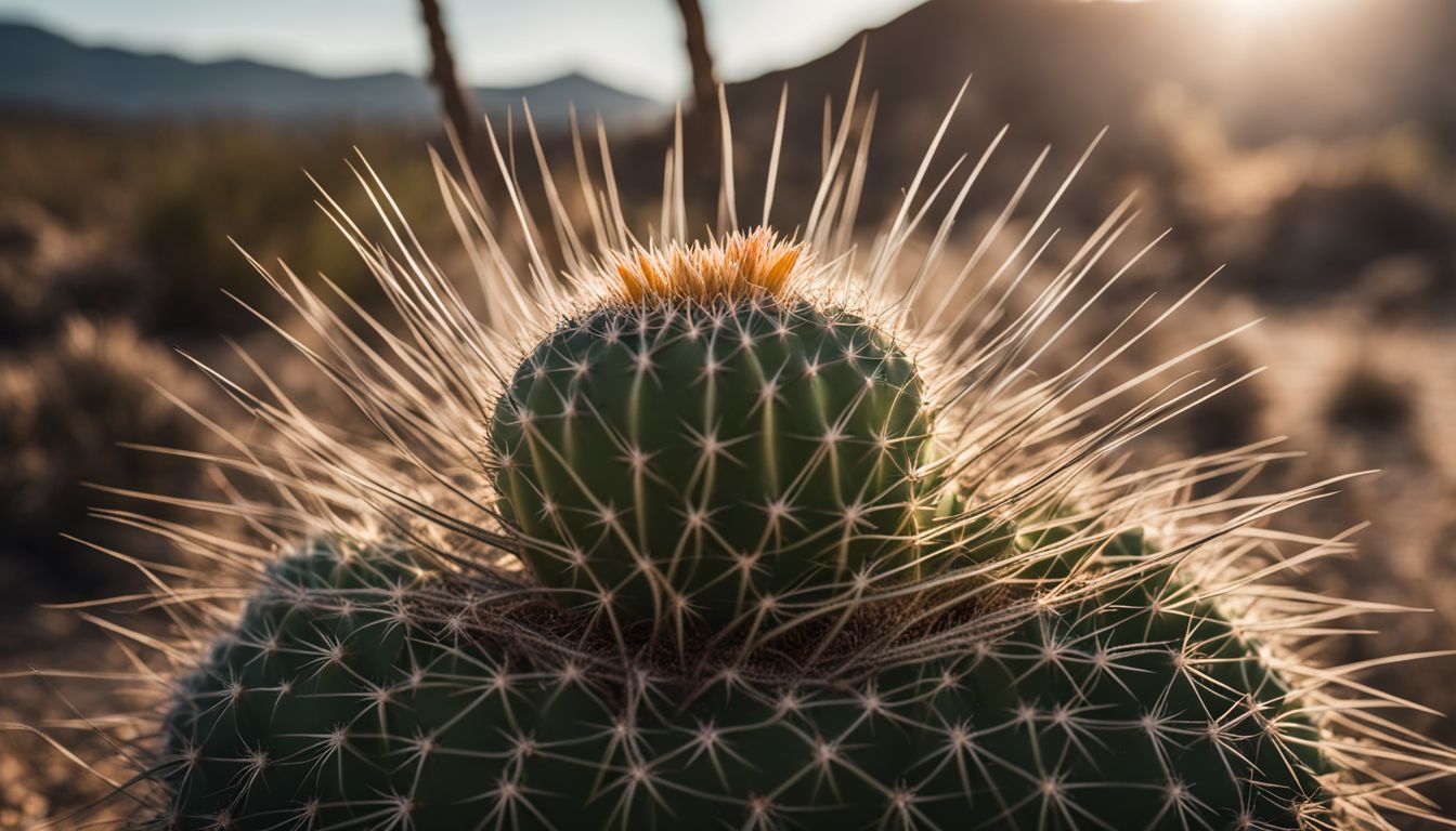 A close-up photo of a Ferocactus wislizenii cactus in its natural desert environment.
