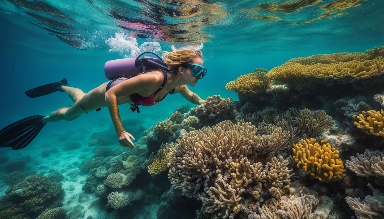 Ein Schnorchler erkundet bunte Korallenriffe im klaren Wasser des Sian Ka'an Biosphärenreservats.