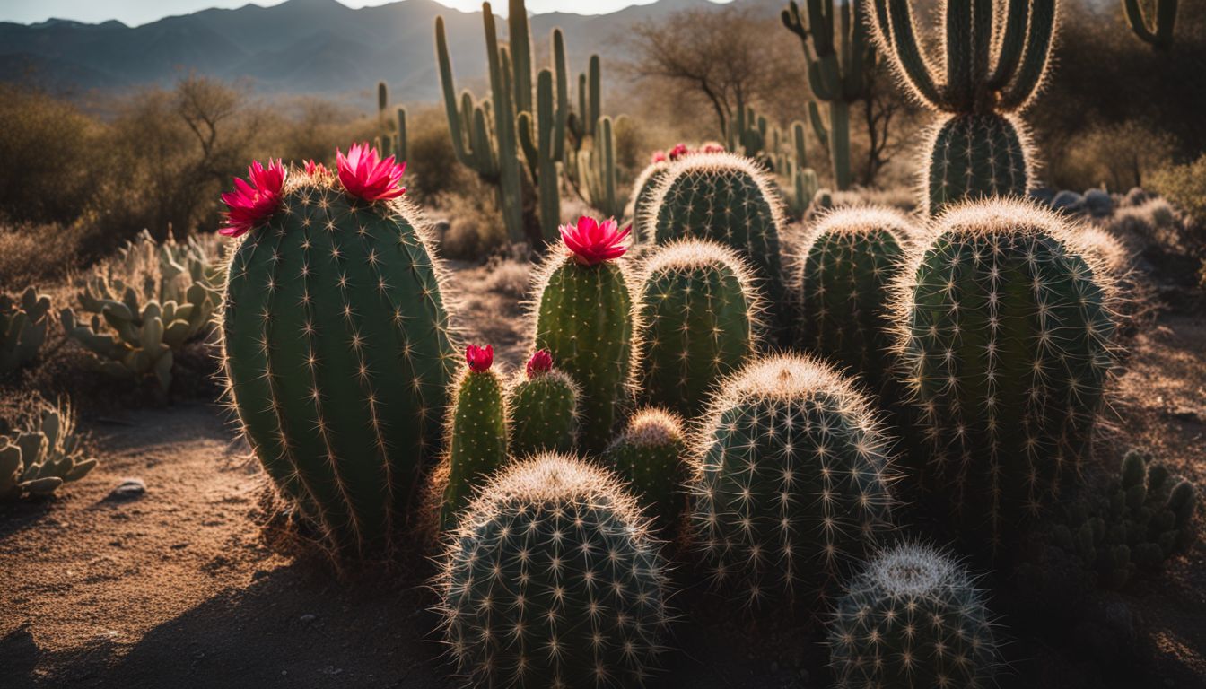 A vibrant collection of cactus varieties featuring Bunny Ears Cactus.
