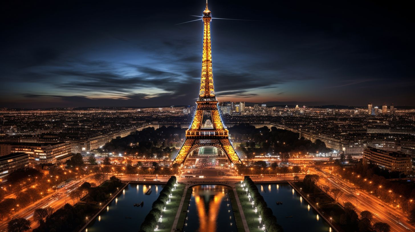 Ein Foto der majestätischen Eiffelturm, der über Paris thront.