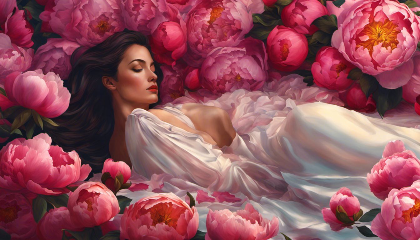 Frédéric Malle's Portrait of a Lady bottle surrounded by blooming peonies exudes romance and femininity.