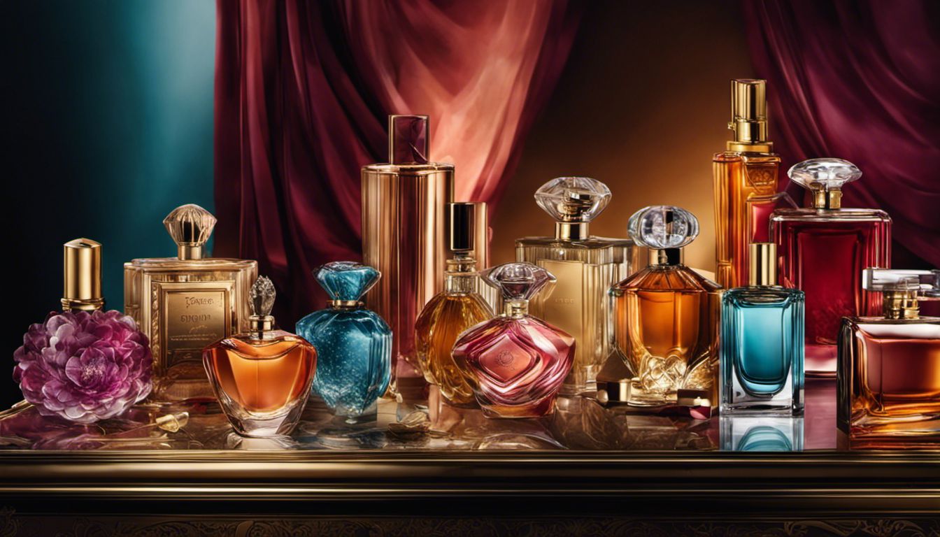 Opulent perfume collection display showcasing luxury and sophistication.