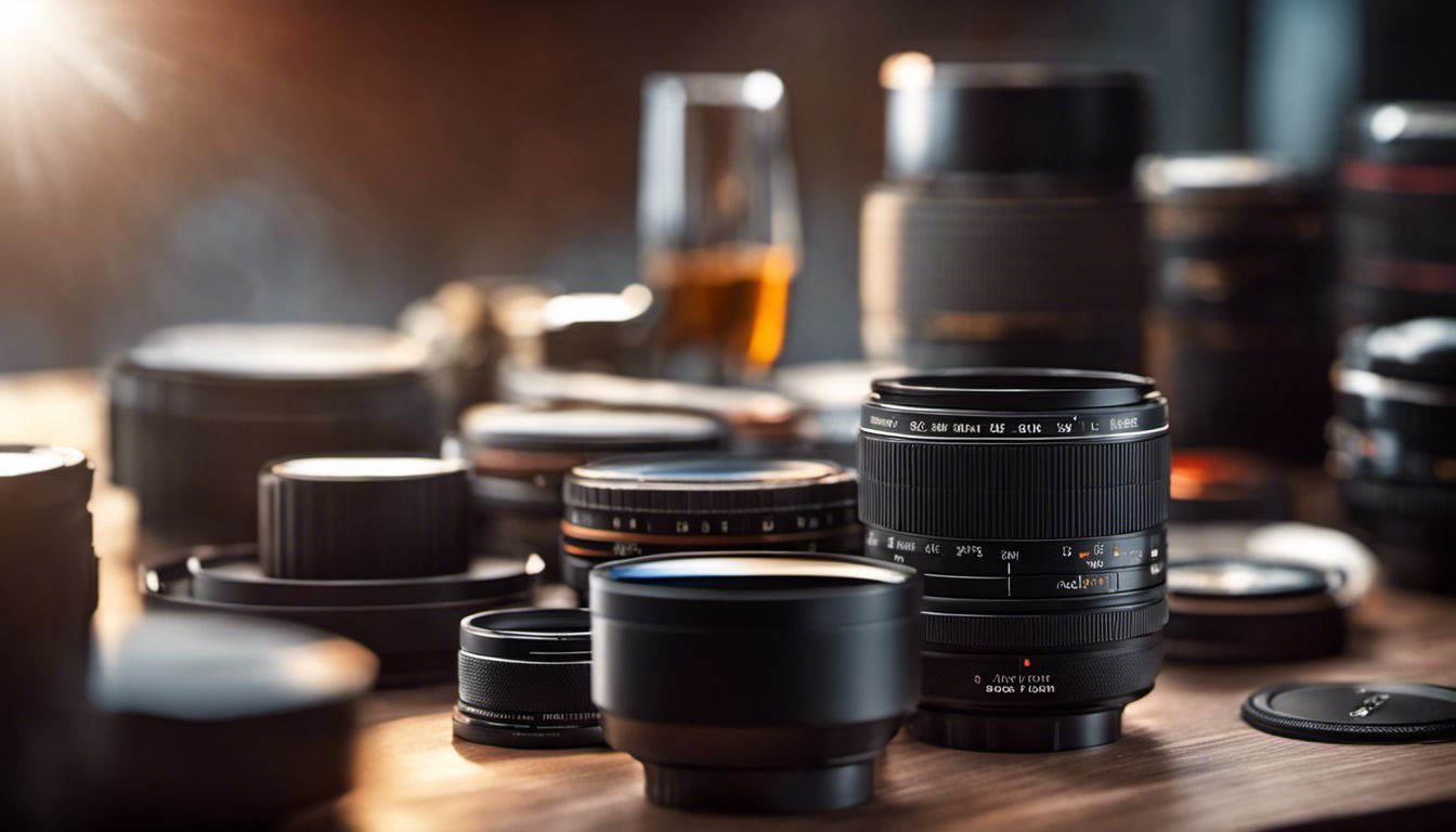 A photographer capturing a close-up shot of a camera lens.