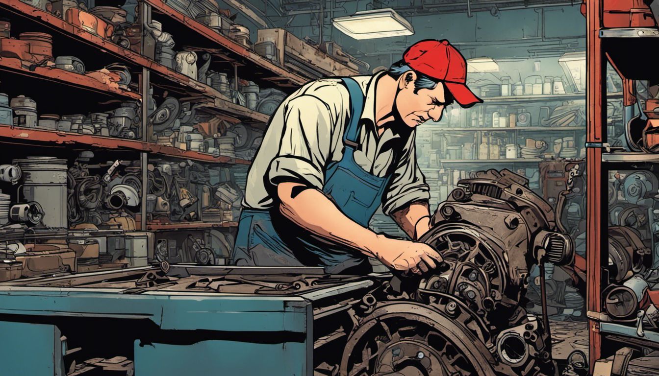 Ein Mechaniker untersucht sorgfältig den Motor eines Autos in einer Werkstatt.
