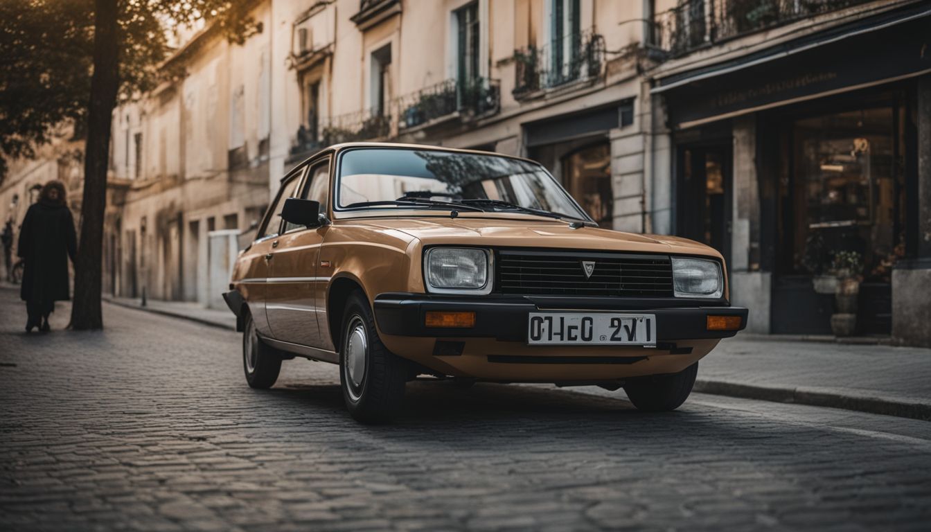 A vintage Dacia car parked on a picturesque street in the city.
