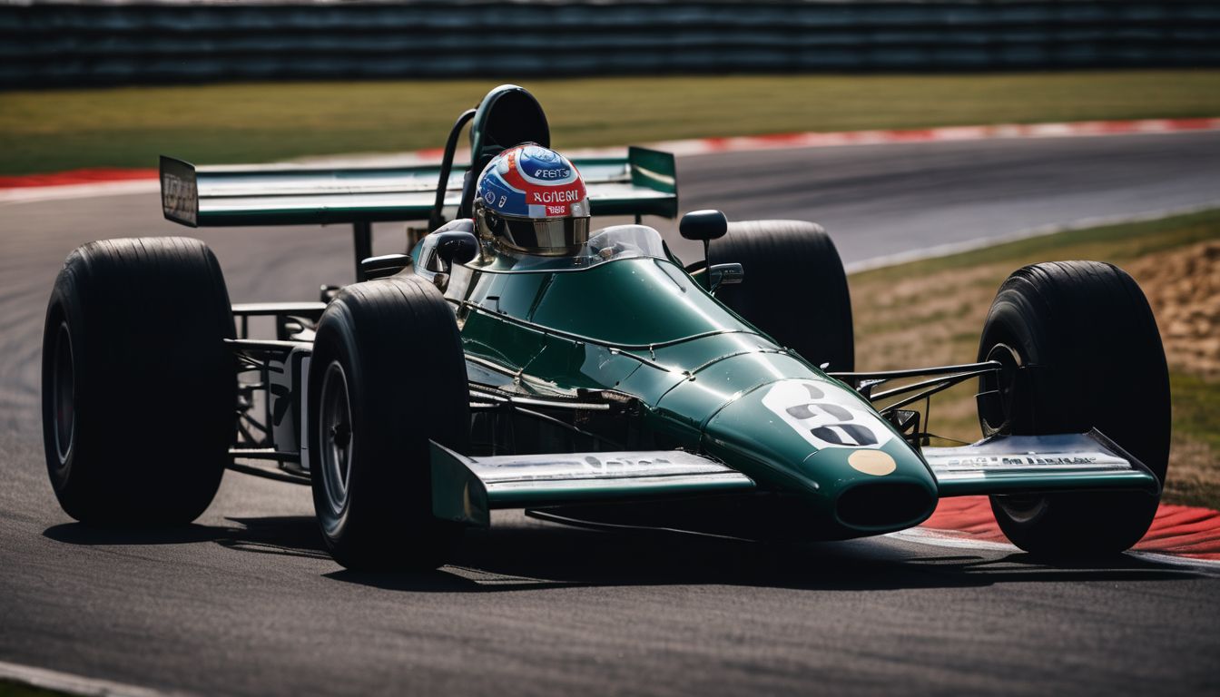 Gordon Murray: A vintage Brabham Formula One car races on a track.