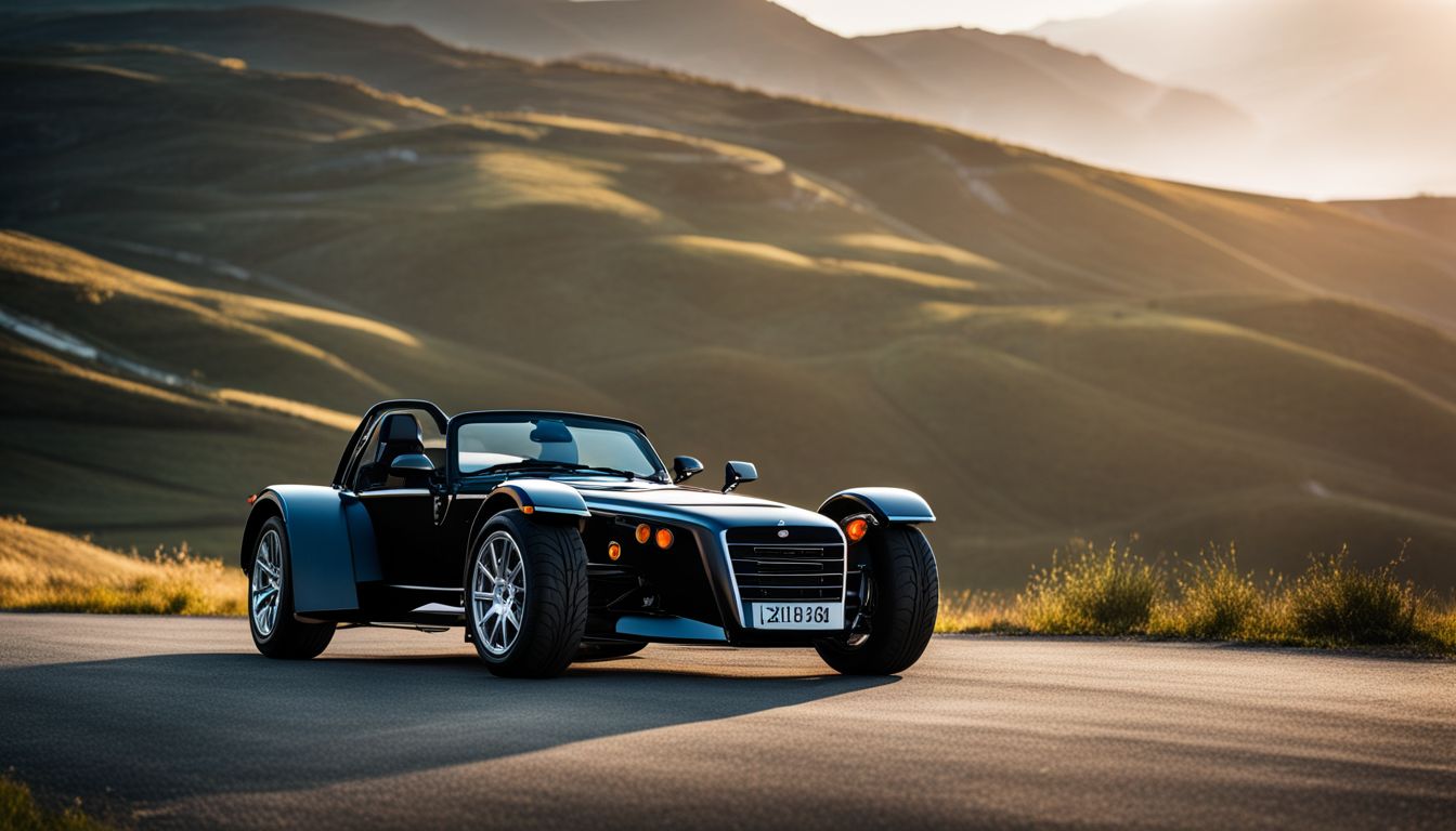A Donkervoort limited edition car parked on a scenic road.
