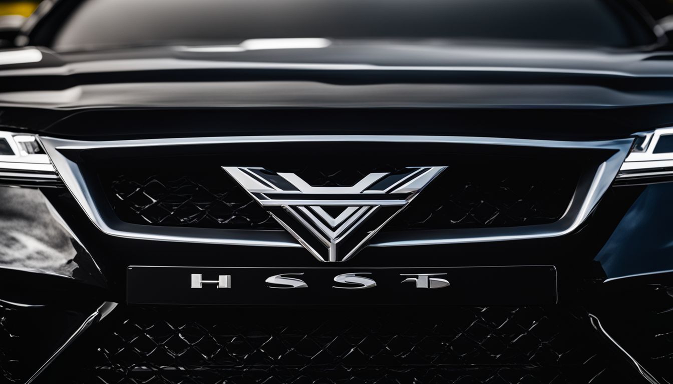 A close-up photo of a shiny HSV GTS logo on a nameplate.