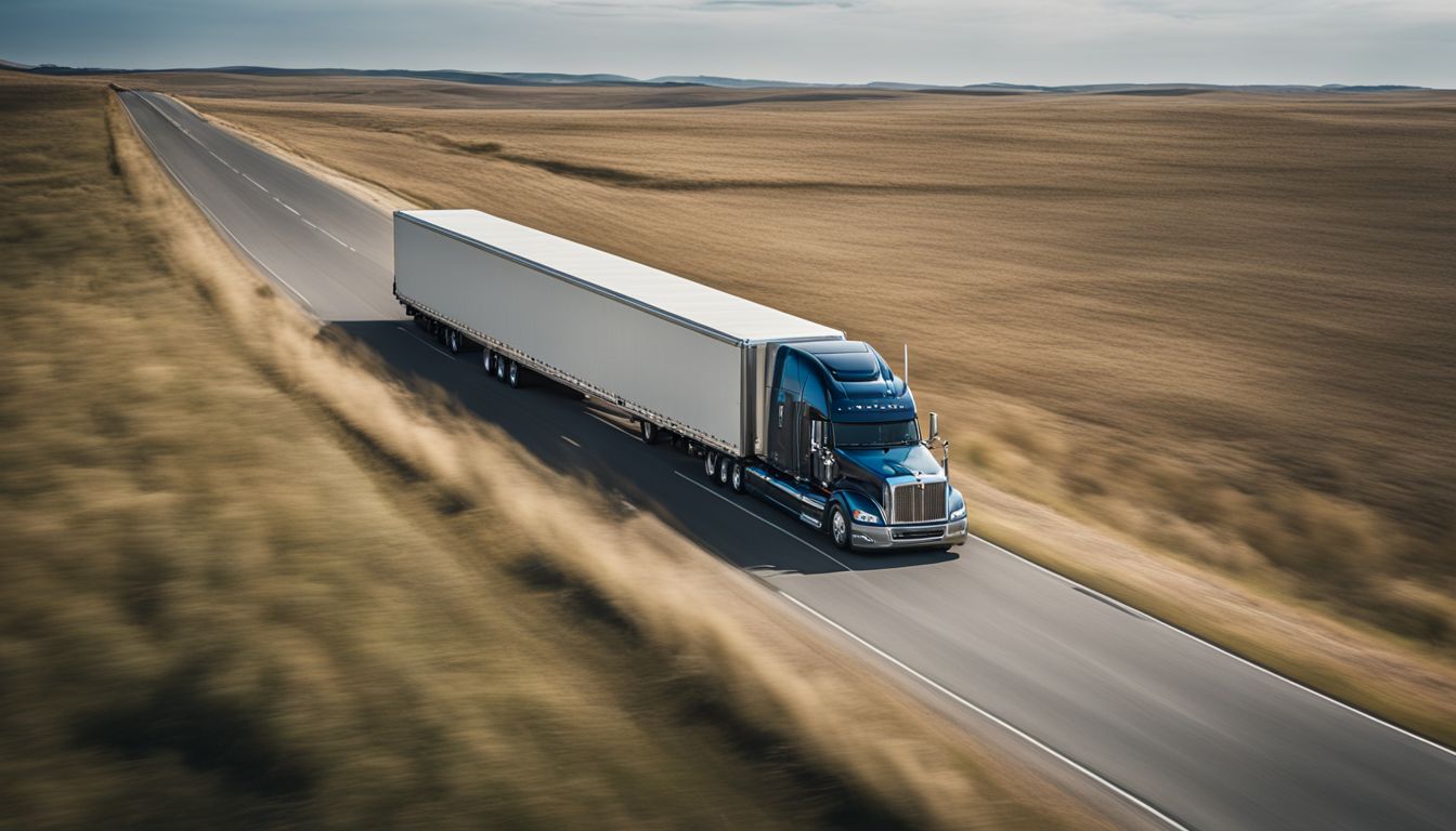 A Mullen Class-3 Truck drives on an open road without people.