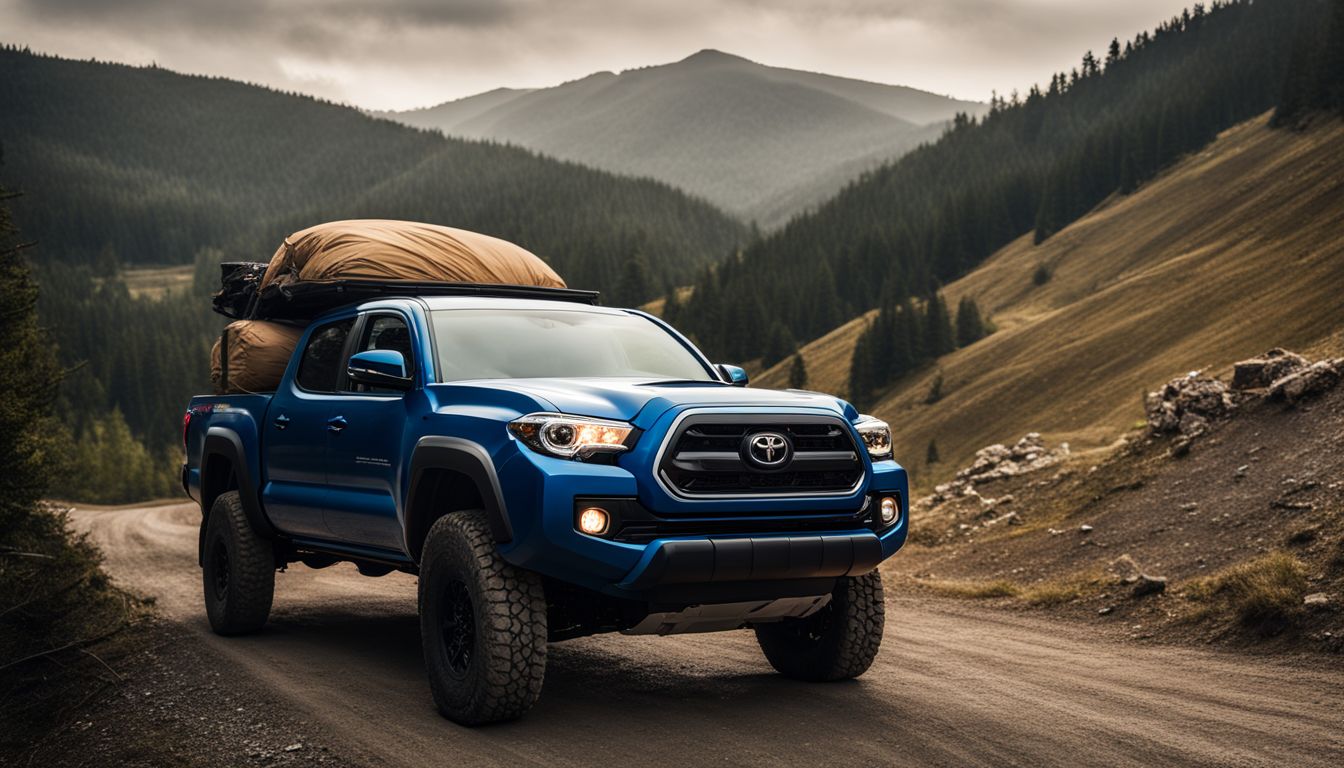 A TRD Pro Toyota Tacoma tackles a challenging mountain road.