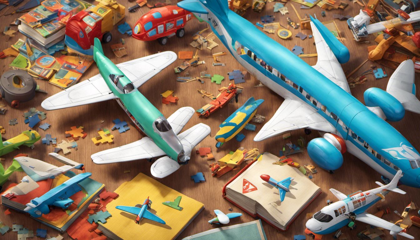 An assortment of colorful toy planes scattered on a play mat.