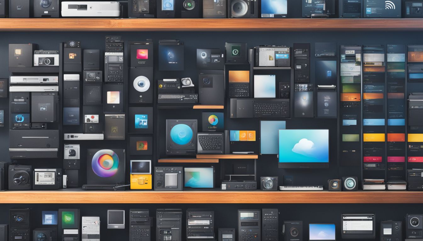 A colorful and creative arrangement of operating system icons.