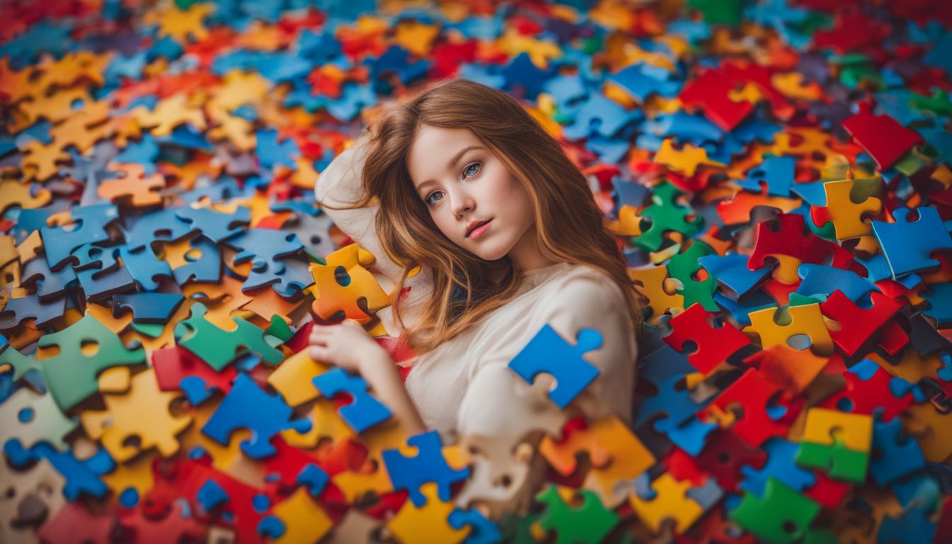 Una foto di un pezzo di puzzle dell'autismo circondato da altri pezzi colorati.
