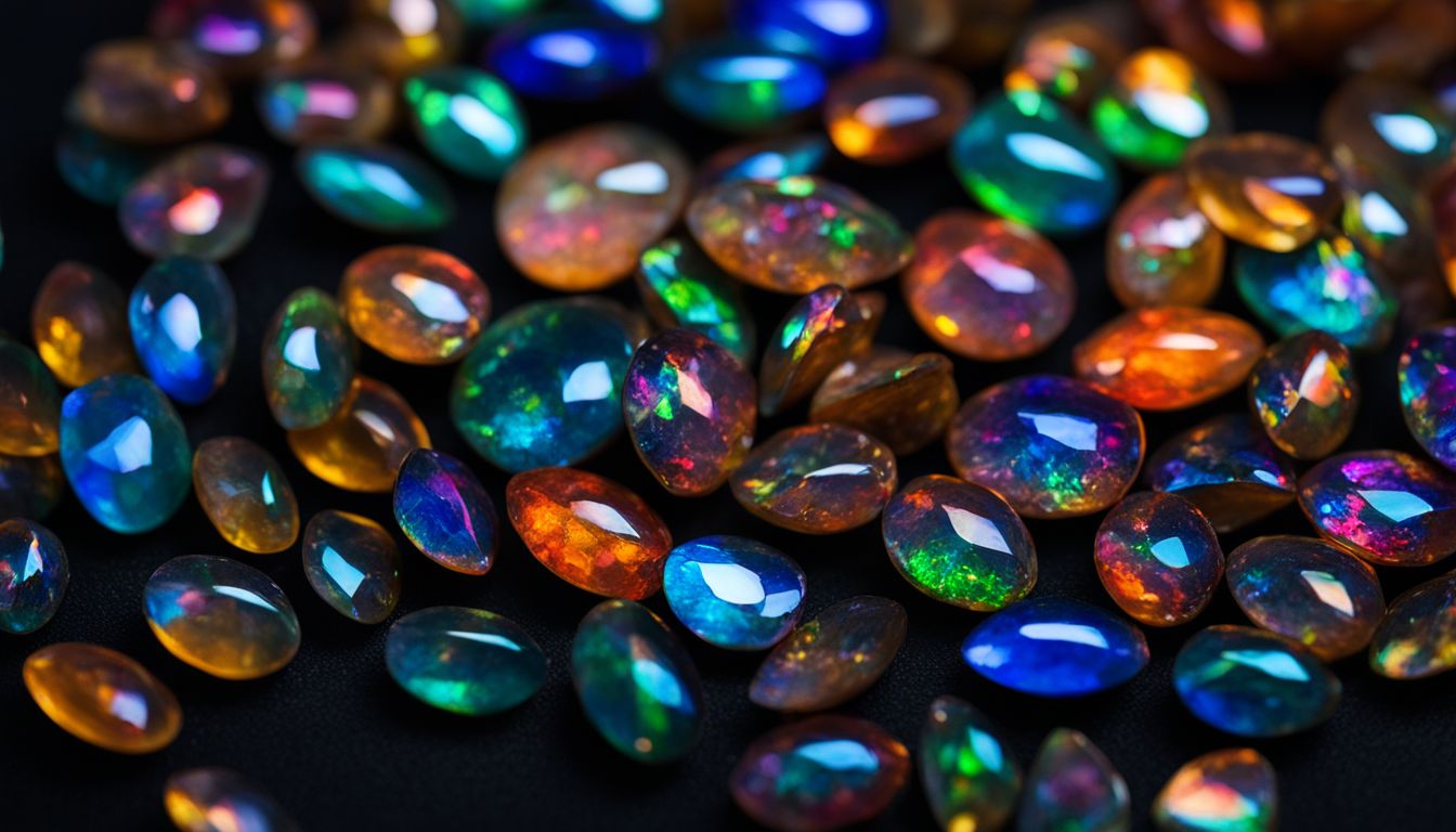 A close-up photo of a Rainbow Opal with different faces and outfits in a bustling atmosphere.
